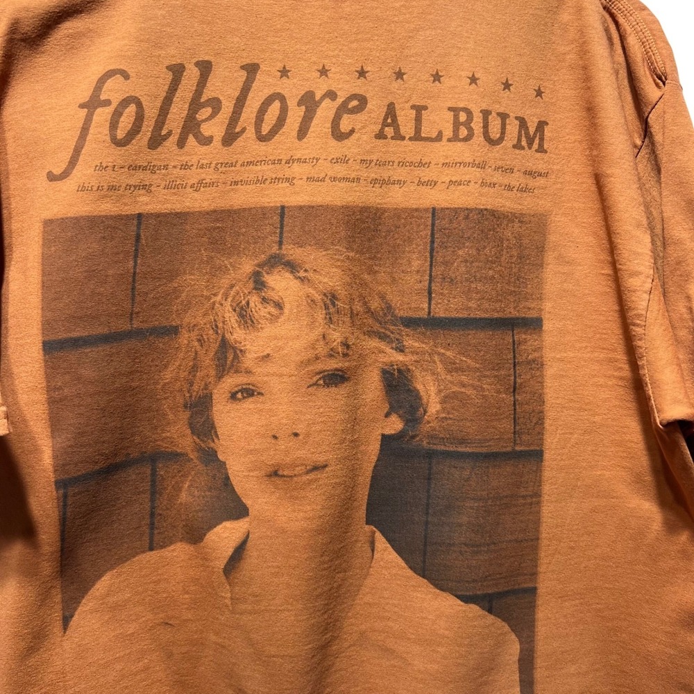 Taylor Swift Folklore August Slipped Away Cropped T-Shirt Orange Womens S/M - Picture 3 of 7